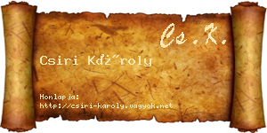 Csiri Károly névjegykártya